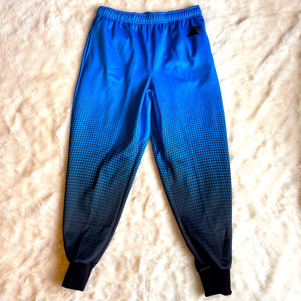NWT NFL Team Apparel Carolina Panthers Black Blue  Graident Jogger Pants Medium